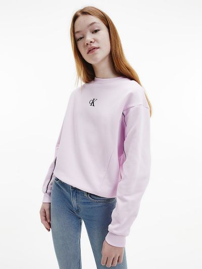 Calvin Klein Ruhák HU144450 | Calvin Klein Organic Cotton Lány Pulóver Levendula / Rózsaszín